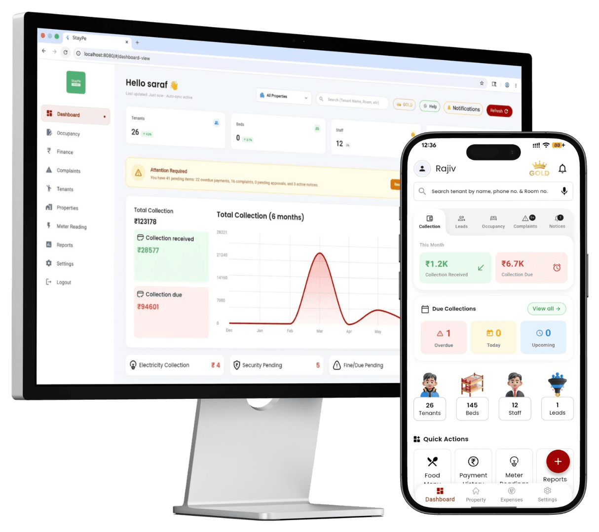 StayPe dashboard available on desktop and mobile